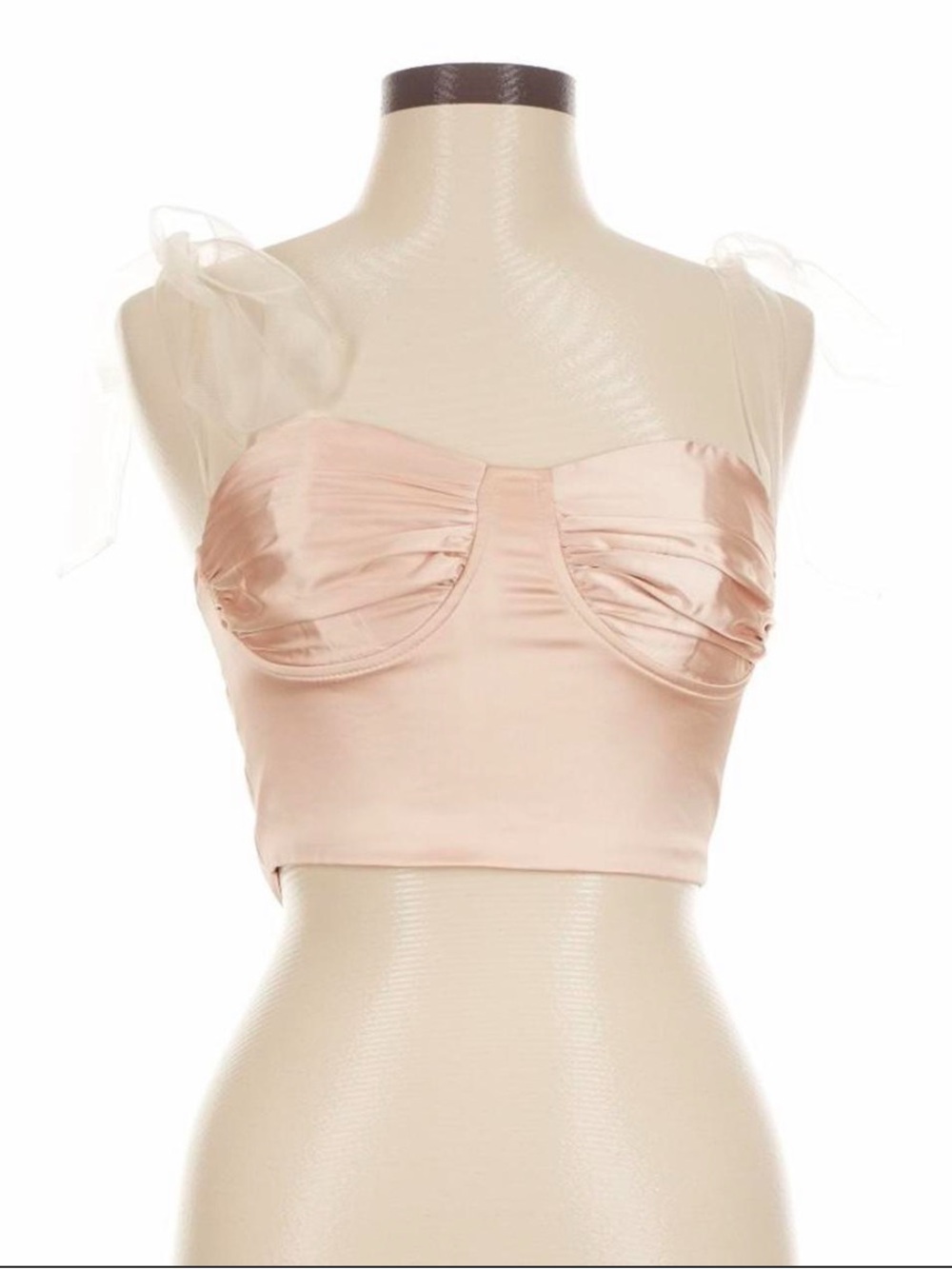 Showpo Make Your Entrance Satin Bustier Crop Top Champagne NWT US 6